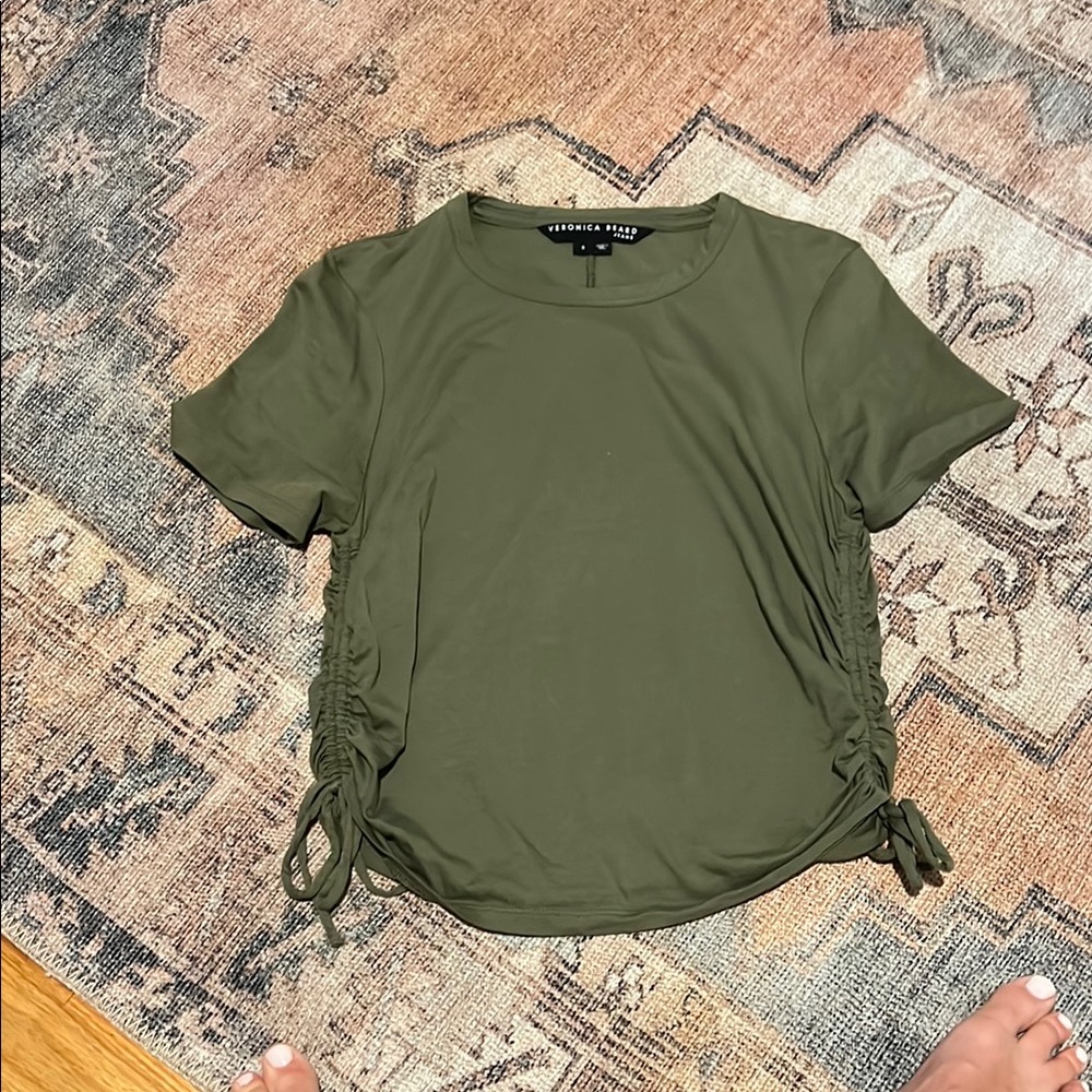 Veronica Beard Olive Green Ruched Top size small in excellent condition